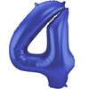 Blauwe Metallic Mat Folieballon Cijfer 4